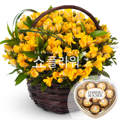 후리지아꽃바구니