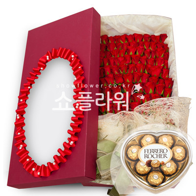 100송이꽃박스 4호(초콜렛포함)