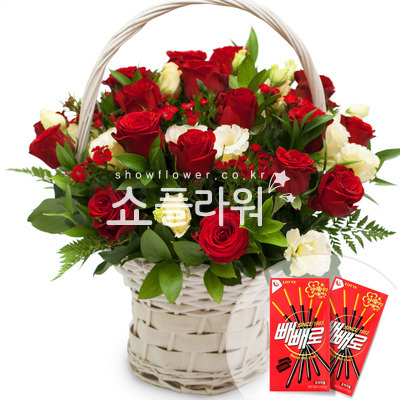 빨간장미 빼빼로 바구니