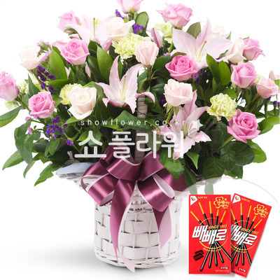 빼빼로 데이 백합혼합 바구니