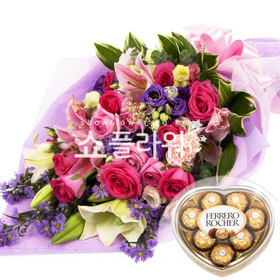 핑크혼합다발(초콜렛포함)