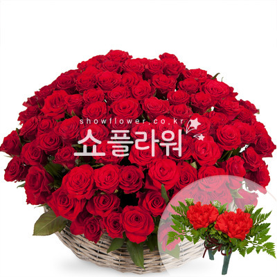 빨간장미바구니(코사지별도)