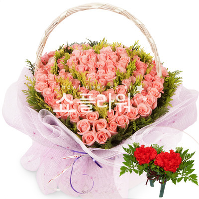 분홍하트바구니