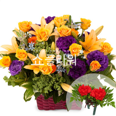오렌지장미바구니(코사지별도)