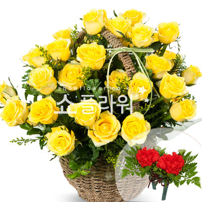 노랑장미바구니1(코사지별도)