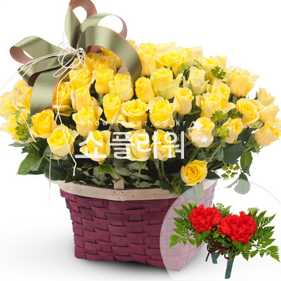노랑장미바구니2(코사지별도)