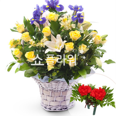 노랑장미바구니3(코사지별도)