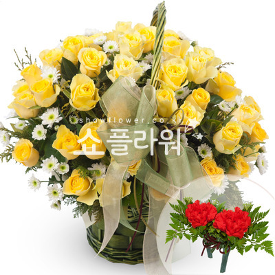 노랑장미혼합바구니2(코사지별도)