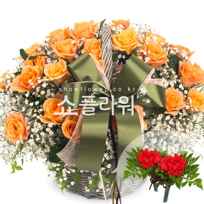 안개장미바구니(코사지별도)