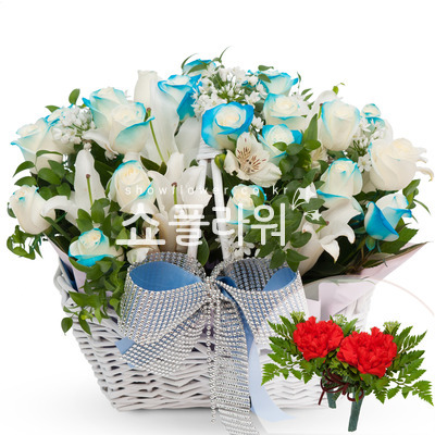 파란장미혼합바구니