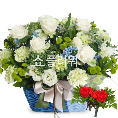 꽃바구니+코사지2개(꽃행복403호)
