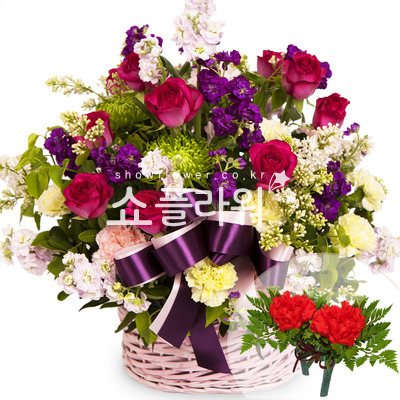 빨간장미바구니(코사지별도)